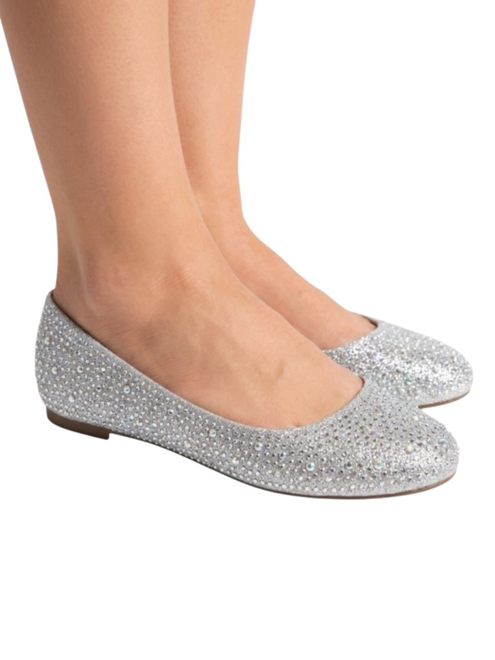 Dream Pairs NIB Silver Rhinestone Ballet Flats Size 7 Sparkly Slip On Shoes